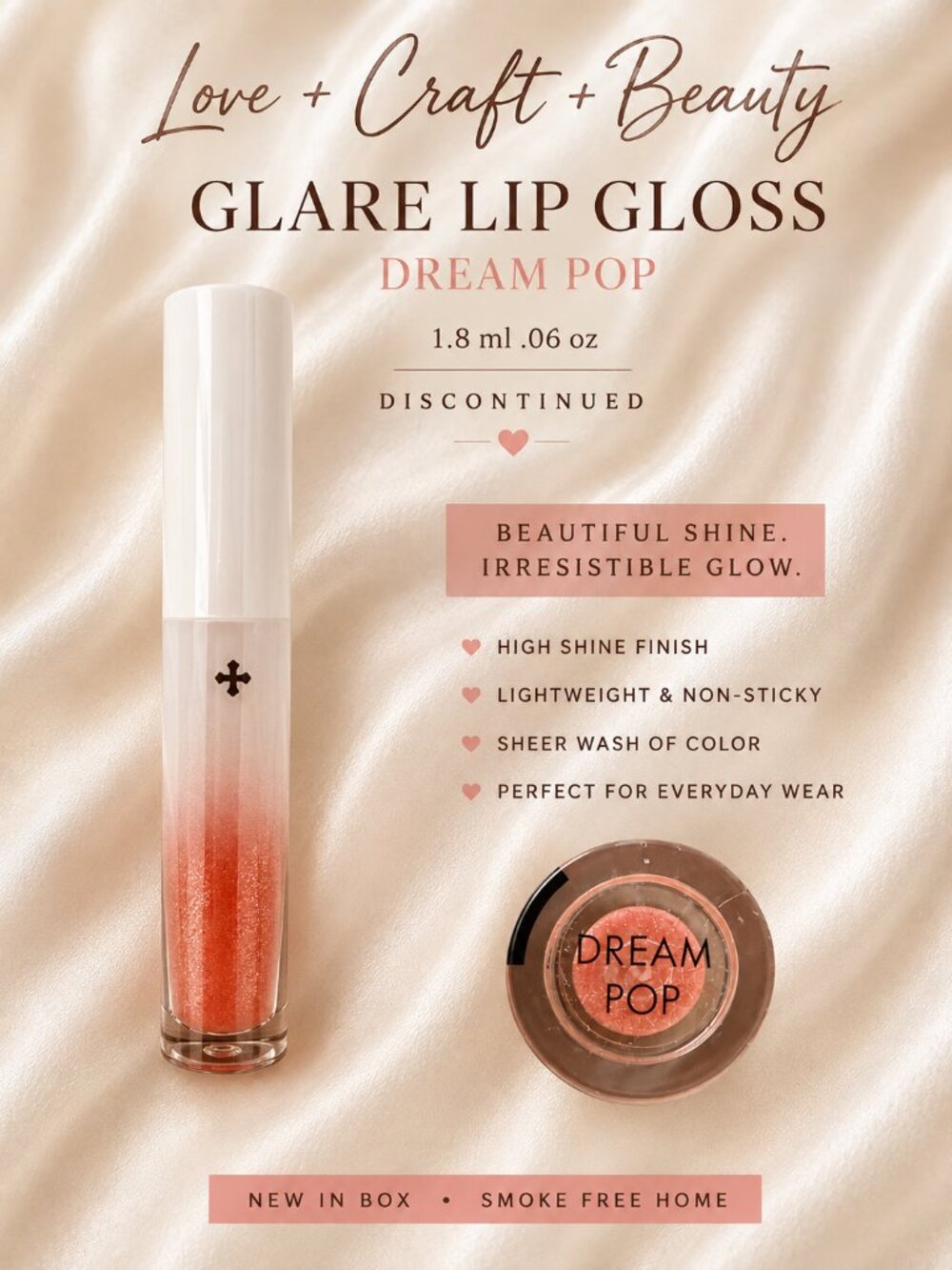 Love + Craft + Beauty Glare Lip Gloss Dream Pop 1.8 mL Discontinued NIB